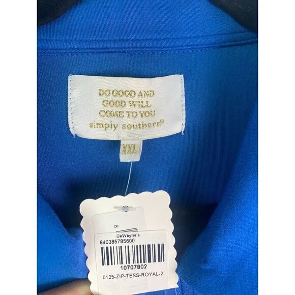 Simply Southern NWT Tess Quarter Zip Short Sleeve Pullover In Royal Size XXL - Picture 7 of 8
